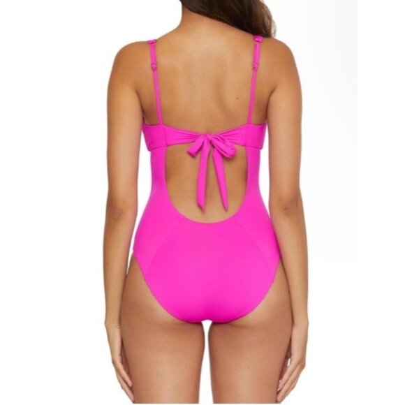 Becca Pink One Piece Size Medium NWT Size Medium Padded Tie Back $138 - Picture 2 of 16
